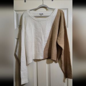 Tan & White Sweater material outfit
